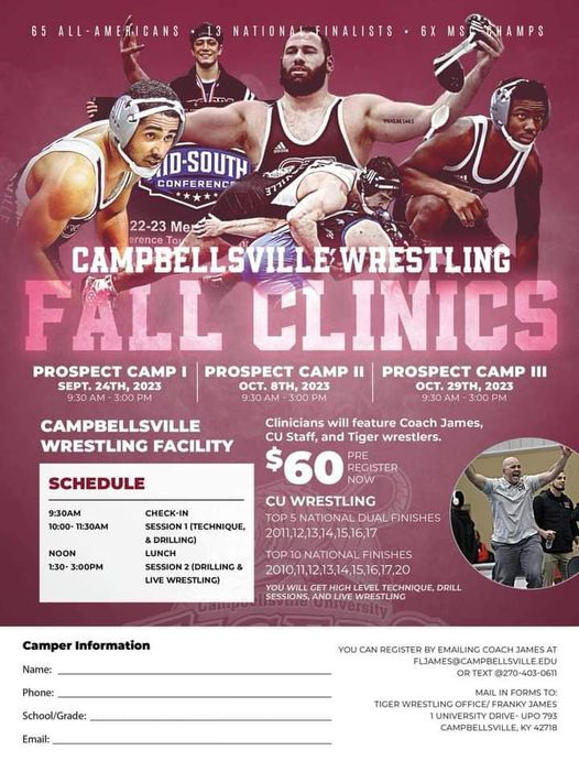 Campbellsville University Fall Clinics Oct. 8th and Oct 29th Youth